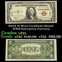 1935A $1 Silver Certificate Hawaii WWII Emergency Currency Grades vf+