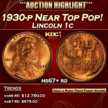 1930-p Lincoln Cent Near Top Pop! 1c ms67+ rd SEGS