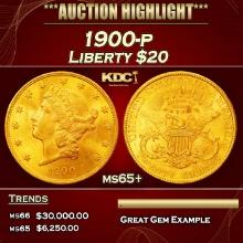 1900-p Gold Liberty Double Eagle $20 ms65+ SEGS