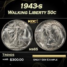1943-s Walking Liberty Half Dollar 50c Grades ms65