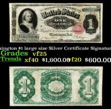 1891 $1 large size Silver Certificate Martha Washington Grades vf+ Signatures Tillman/Morgan