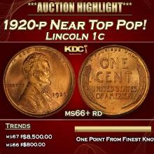 1920-p Lincoln Cent Near Top Pop! 1c ms66+ rd SEGS