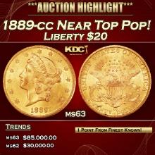 1889-cc Gold Liberty Double Eagle Near Top Pop! $20 ms63 SEGS