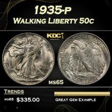 1935-p Walking Liberty Half Dollar 50c Grades ms65