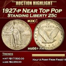 1927-p Standing Liberty Quarter Near Top Pop 25c ms66+ fh SEGS