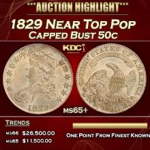 1829 Capped Bust Half Dollar Near Top Pop 50c ms65+ SEGS