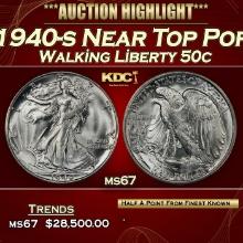 1940-s Walking Liberty Half Dollar Near Top Pop 50c ms67 SEGS