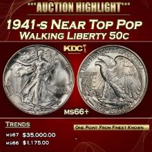 1941-s Walking Liberty Half Dollar Near Top Pop 50c ms66+ SEGS