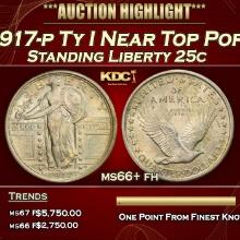 1917-p Ty I Standing Liberty Quarter Near Top Pop 25c ms66+ fh SEGS