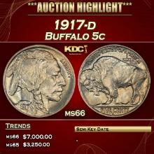 1917-d Buffalo Nickel 5c ms66 SEGS