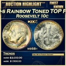 1949-s Roosevelt Dime Rainbow Toned TOP POP! 10c ms68+ SEGS