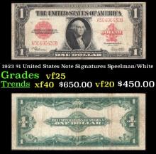 1923 $1 United States Note Grades vf+ Signatures Speelman/White