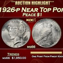 1926-p Peace Dollar Near Top Pop $1 ms66 SEGS