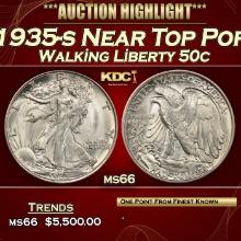 1935-s Walking Liberty Half Dollar Near Top Pop 50c ms66 SEGS