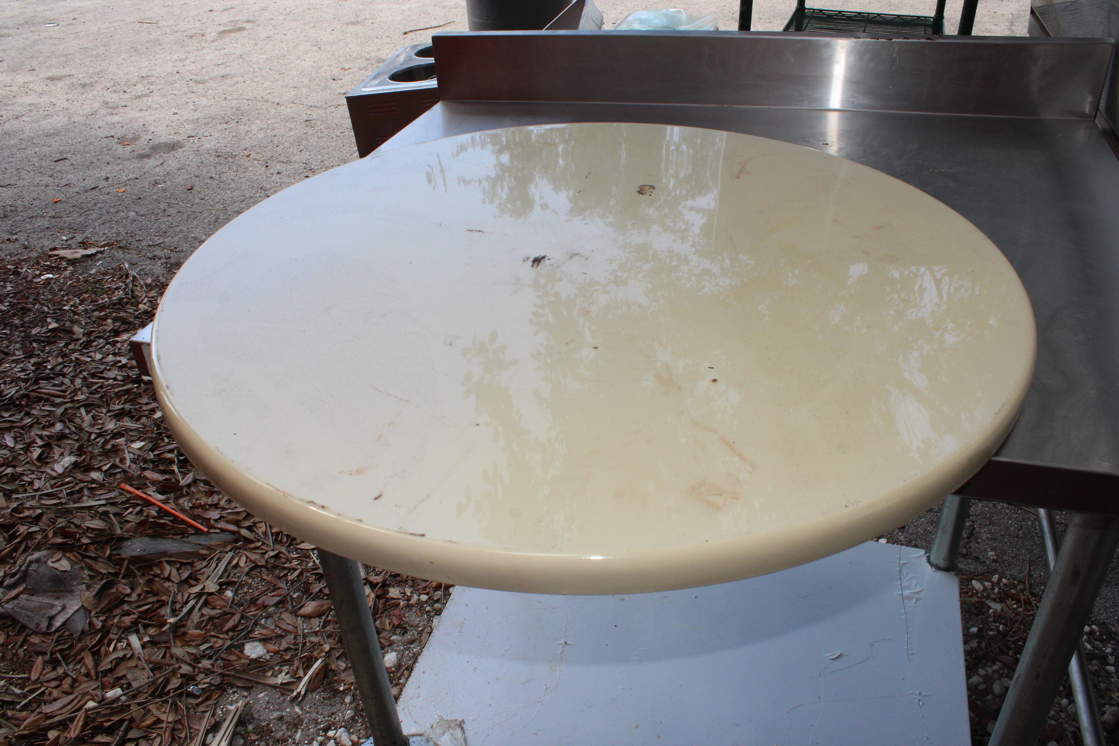 Round High Top Marble Light Outdoor Tables