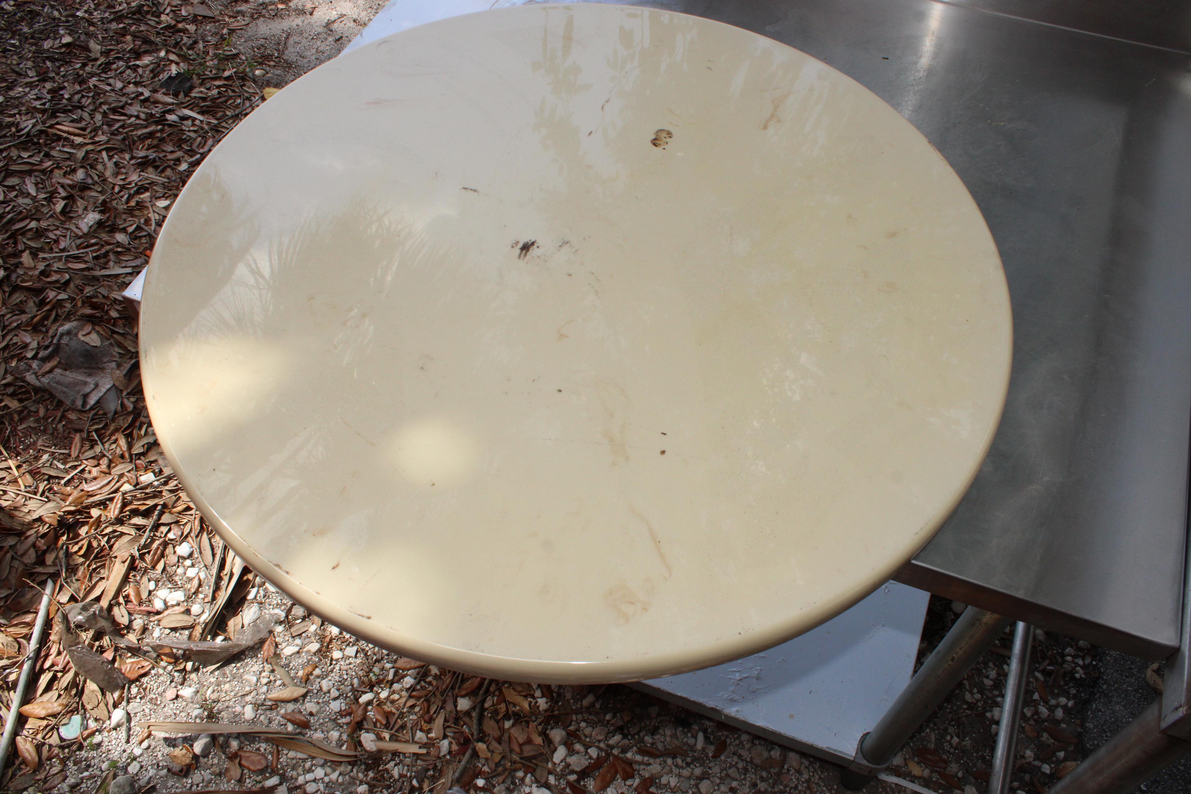 Round High Top Marble Light Outdoor Tables