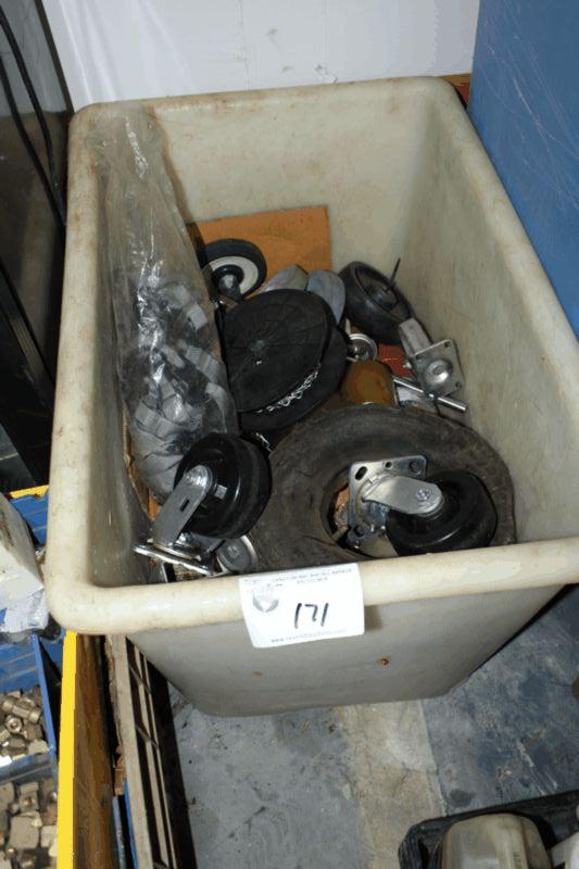 Bin of Assorted Parts & Castors