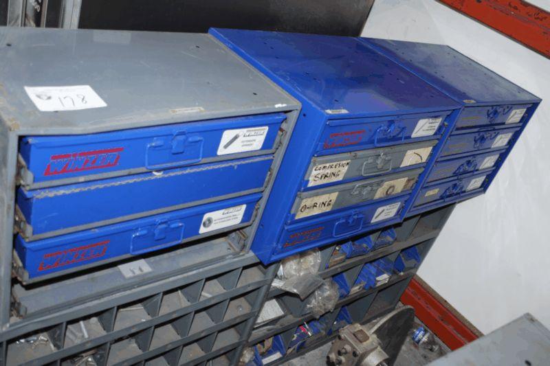 (3) 4 Compartment Parts Drawers, (1) 40 Compartment Parts Bin & (1) 12 Compartments Parts Bin