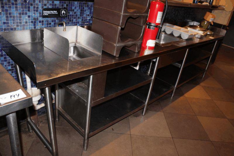 Stainless 24x131" Table with Hand Sink