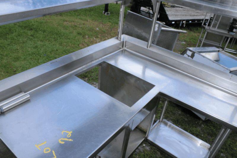All Stainless 55"x62" Corner Table w/ 2 Double Overshelves