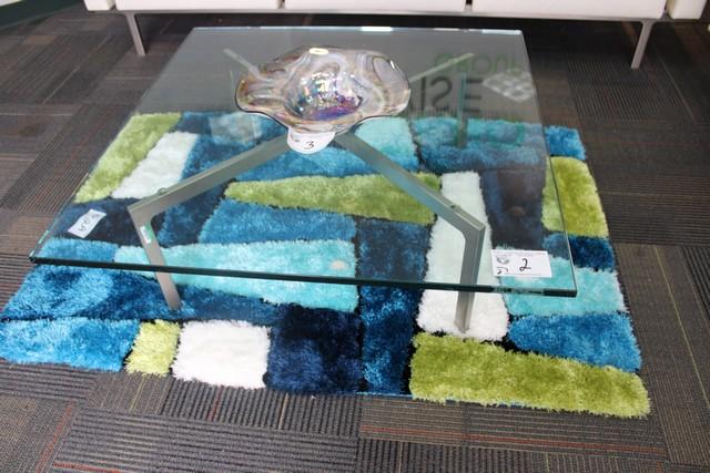 Glass 39"x39" Cocktail Table with Metal Base & 24"x24" End Table