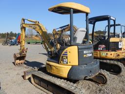 2007 KOMATSU PC35MR-2 EXCAVATOR OROPS, FRONT BLADE, RUBBER TRACKS, BUCKET W