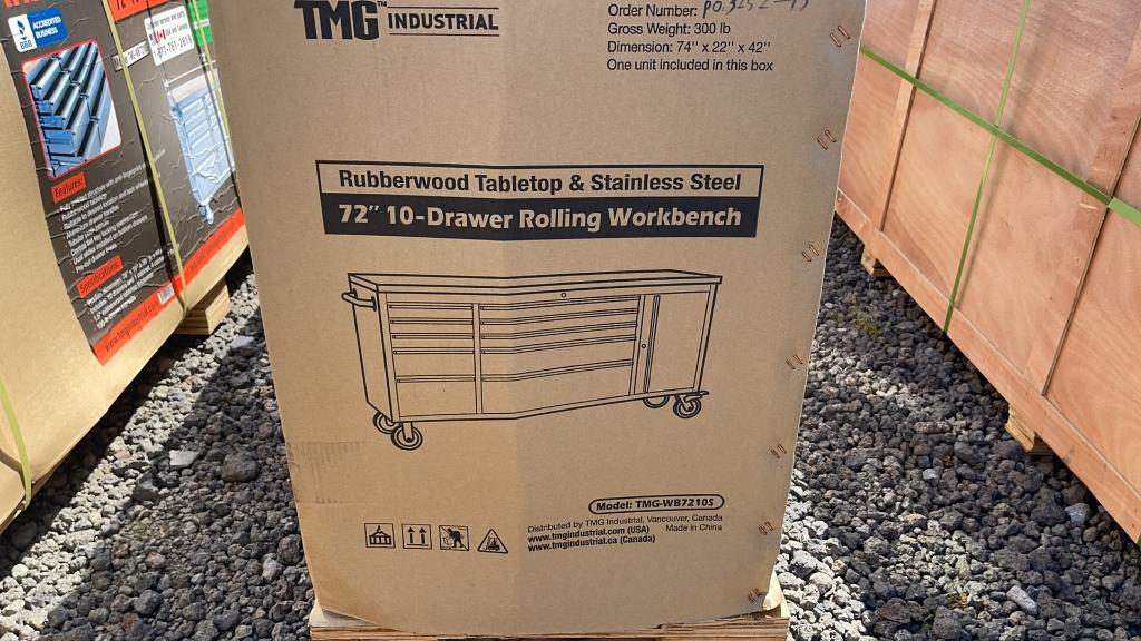 UNUSED TMG 72" 10 DRAWER ROLLING WORKBENCH