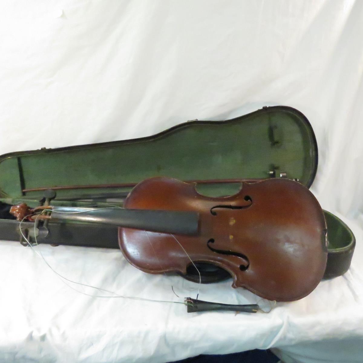 2 Vintage Violins with cases & smaller violin