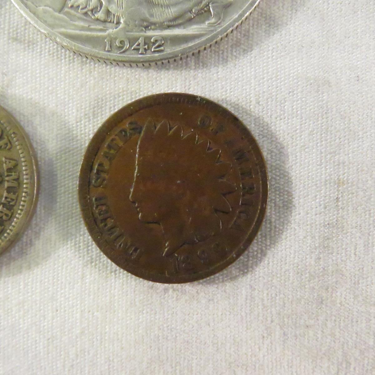 Mixed US Coins 1901 Barber 1/2, 1875 Seated Dime