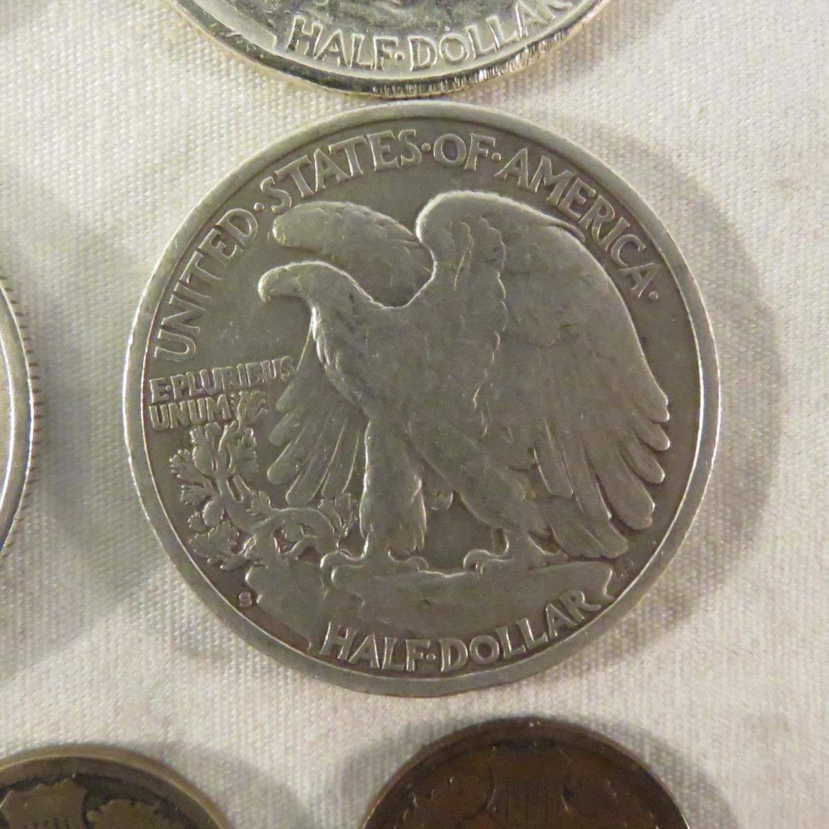 Mixed US Coins 1901 Barber 1/2, 1875 Seated Dime