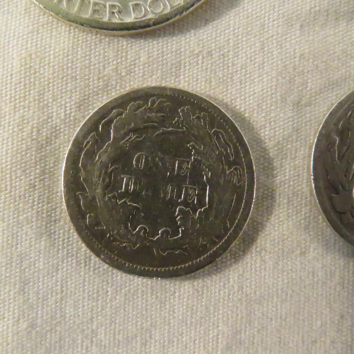 Mixed US Coins 1901 Barber 1/2, 1875 Seated Dime