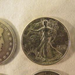 Mixed US Coins 1901 Barber 1/2, 1875 Seated Dime