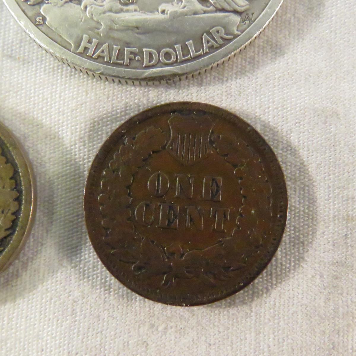 Mixed US Coins 1901 Barber 1/2, 1875 Seated Dime
