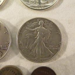 Mixed US Coins 1901 Barber 1/2, 1875 Seated Dime