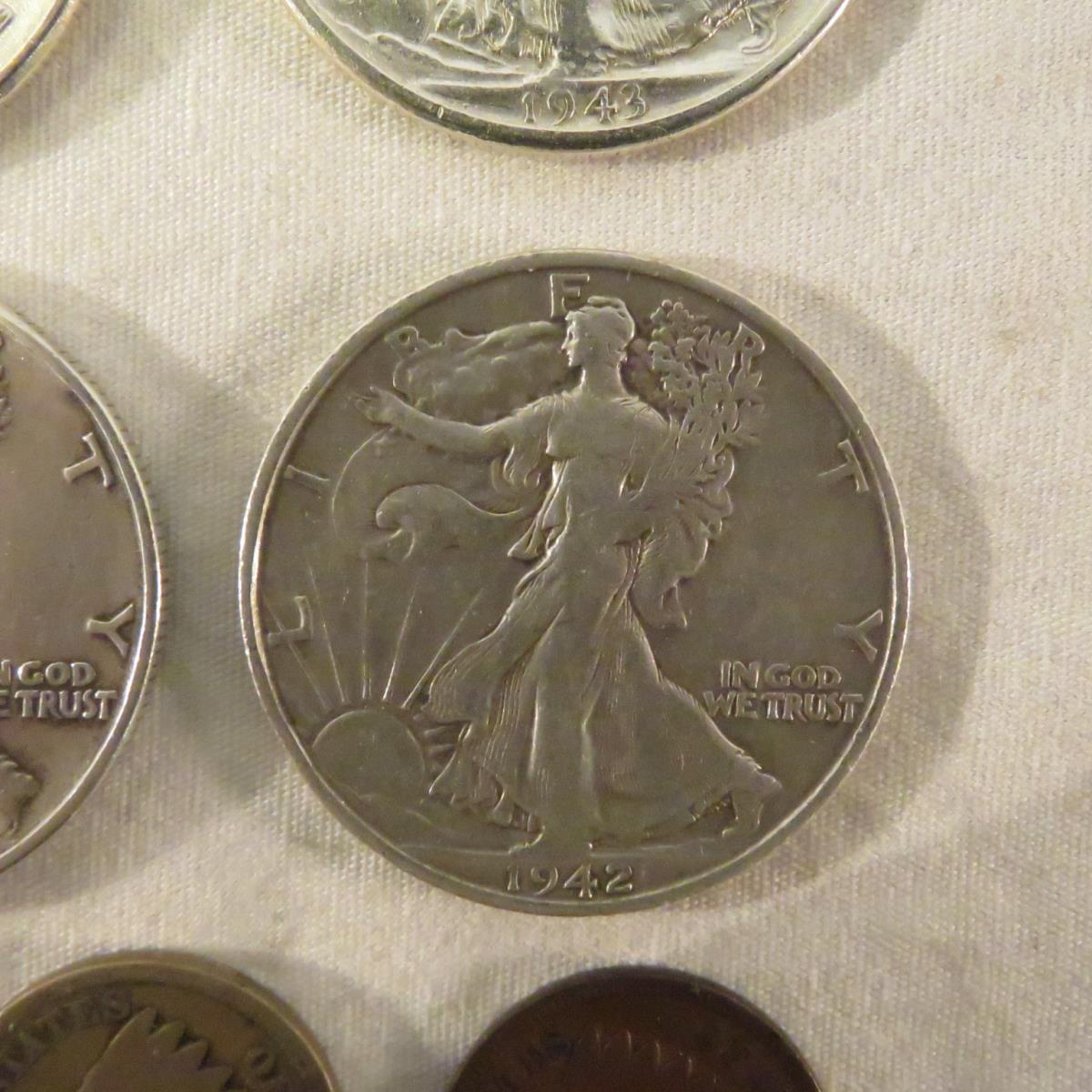 Mixed US Coins 1901 Barber 1/2, 1875 Seated Dime
