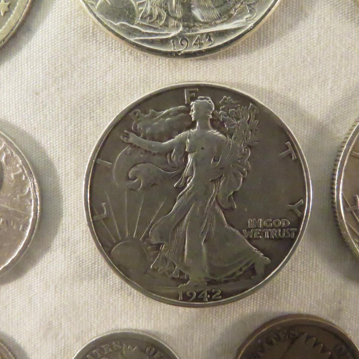 Mixed US Coins 1901 Barber 1/2, 1875 Seated Dime