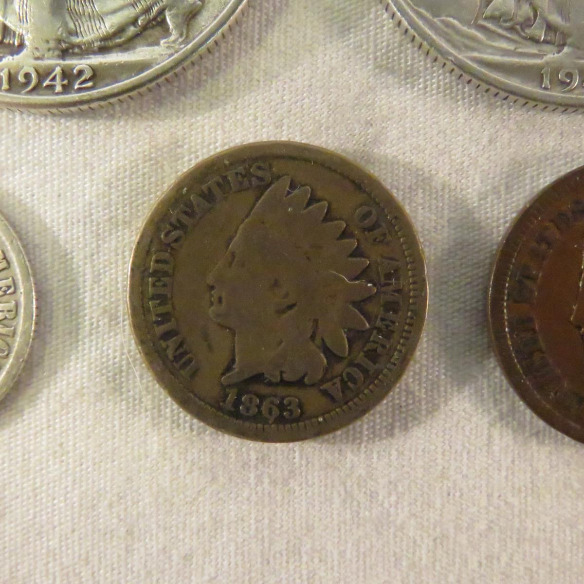 Mixed US Coins 1901 Barber 1/2, 1875 Seated Dime