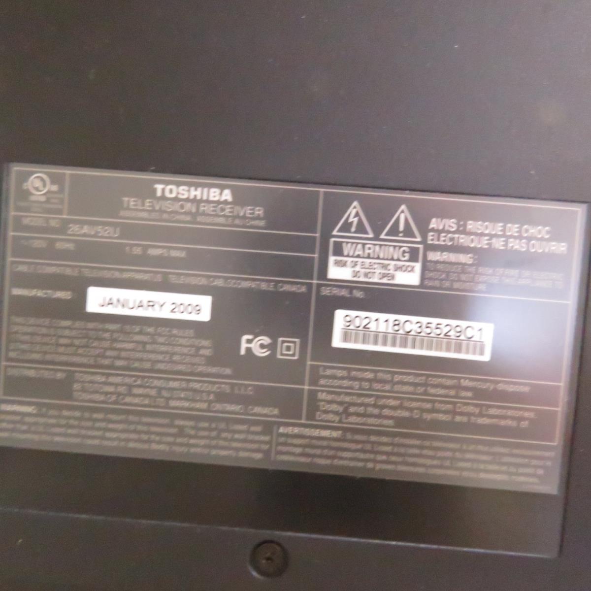 Toshiba Television Receiver Model 26AV52U