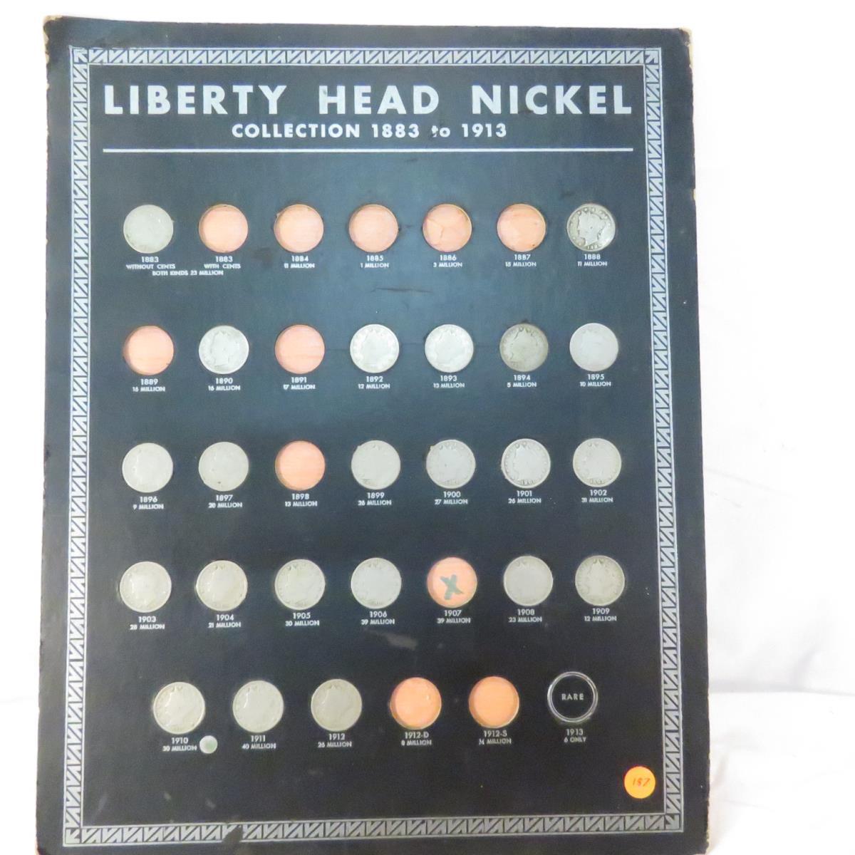 22 Liberty V Nickels in board