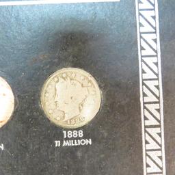 22 Liberty V Nickels in board