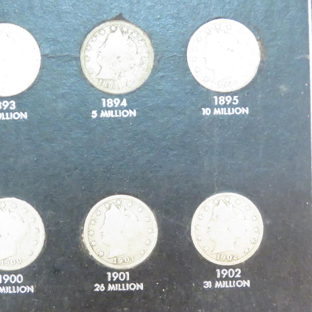 22 Liberty V Nickels in board