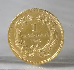 1862 $1 Type 3 Gold Princess Head BU