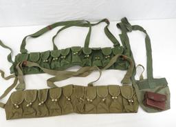 2 canvas ammo belts, bag and pouch