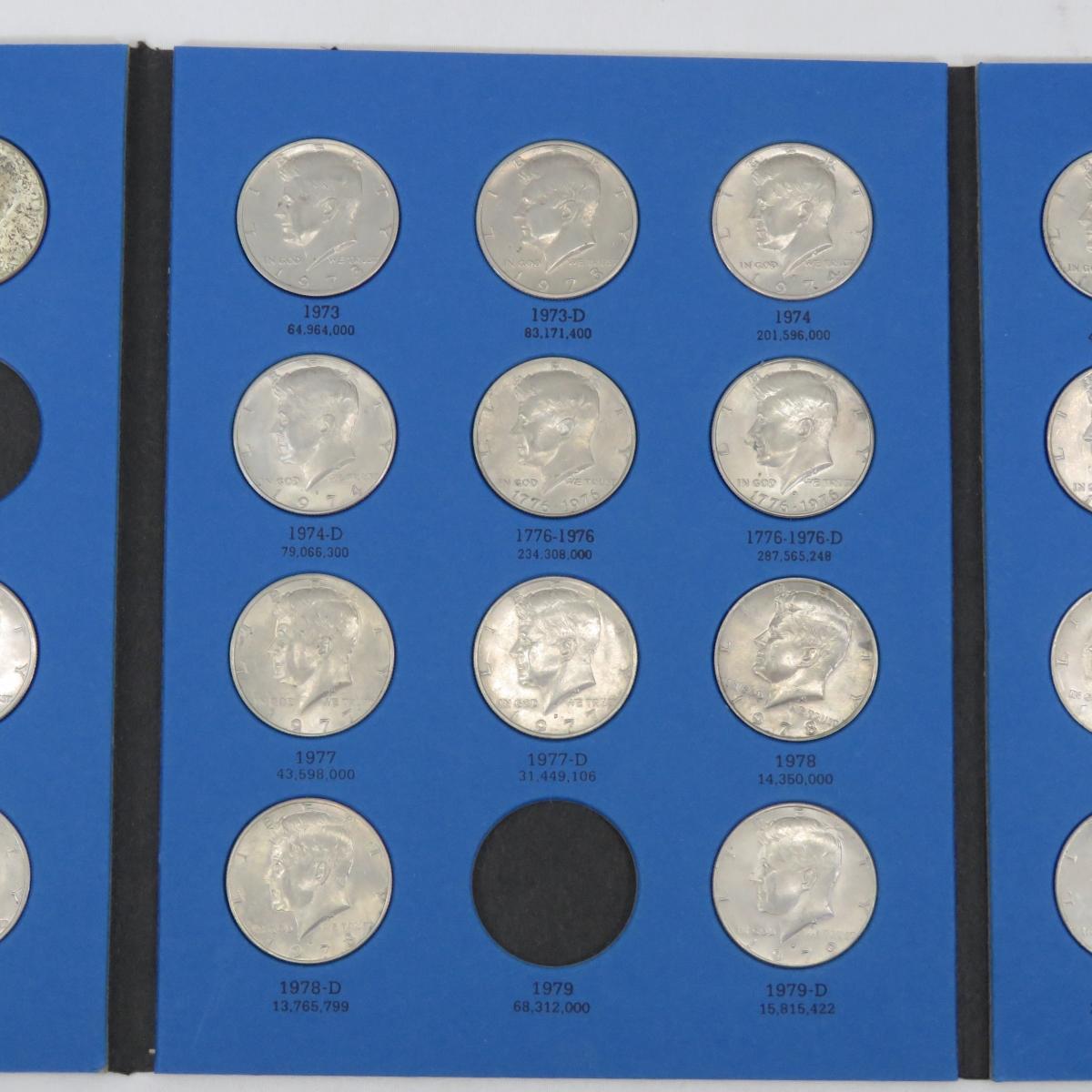 Kennedy half dollars in 2 books, 8 1964, 4 65-69