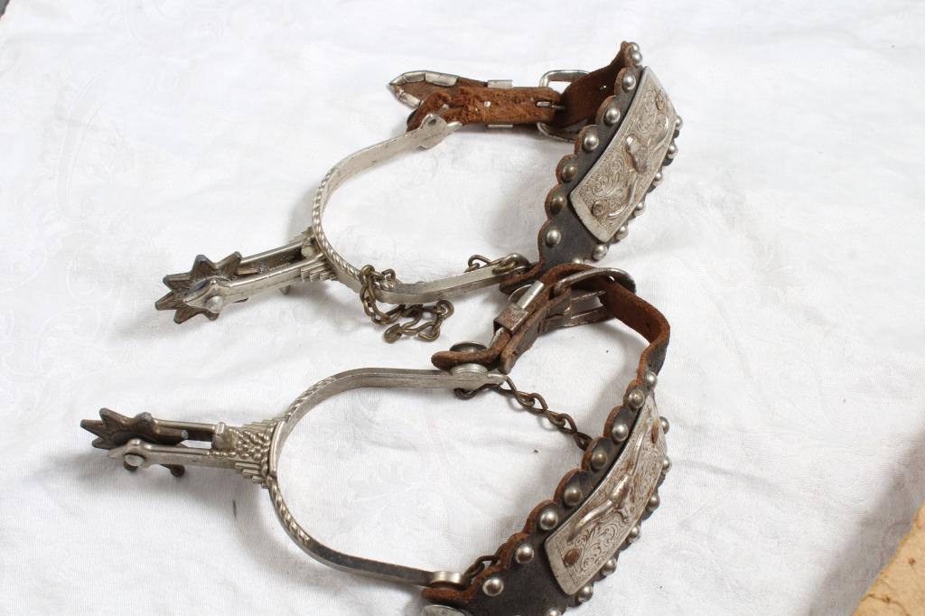 2 Pair Western Spurs, Longhorn Steer & NIP Nichols