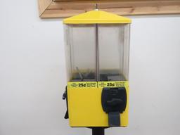 Vintage 4 sided candy dispenser machine with key