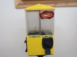 Vintage 4 sided candy dispenser machine with key