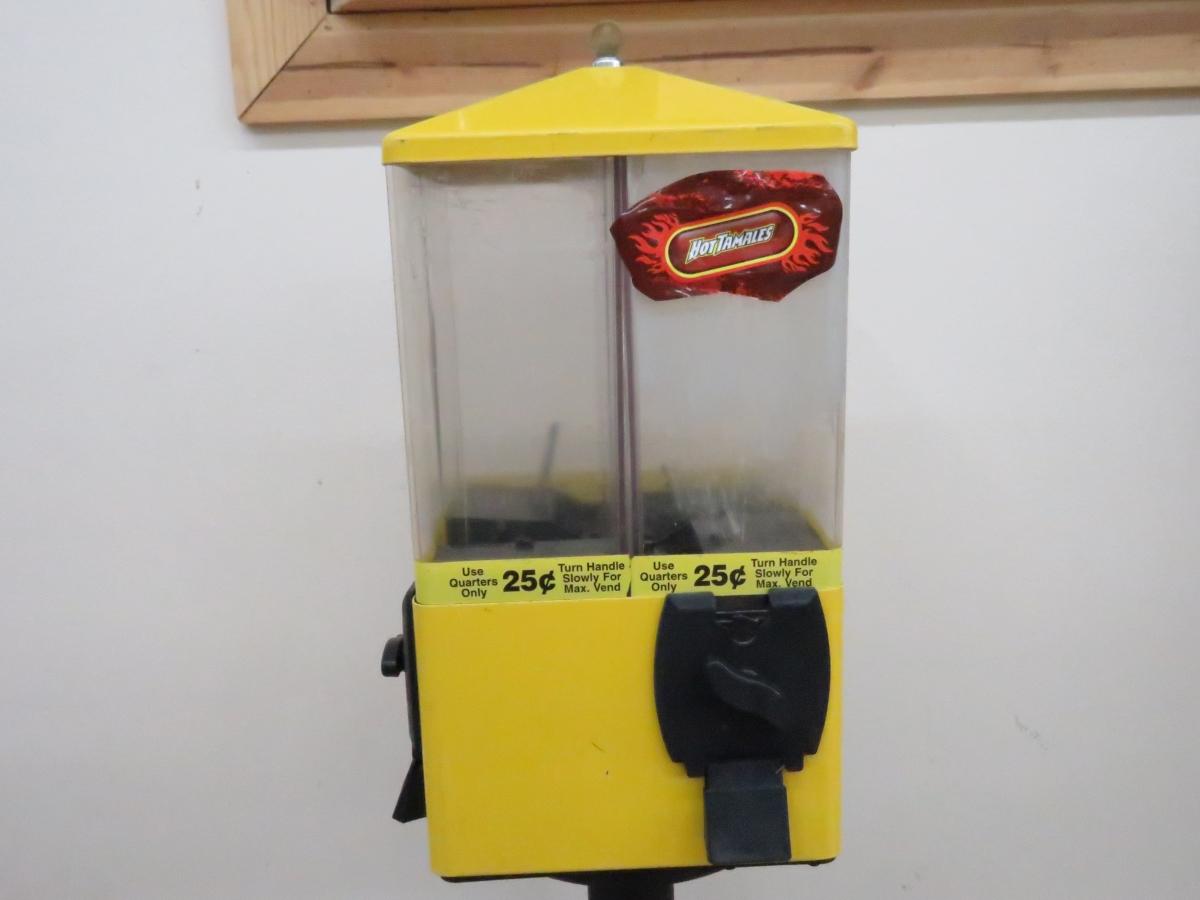 Vintage 4 sided candy dispenser machine with key