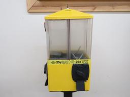 Vintage 4 sided candy dispenser machine with key
