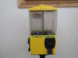 Vintage 4 sided candy dispenser machine with key
